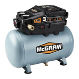 3 Gallon 1/3 HP 110 PSI Oil-Free Hotdog Air Compressor McGraw