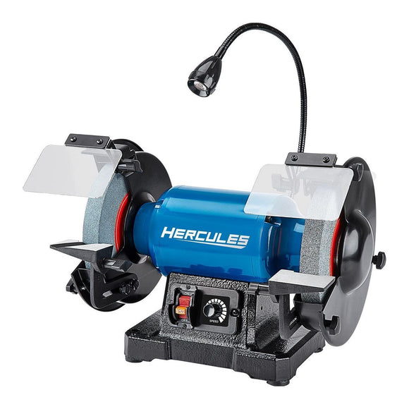 8 In. Variable Speed Bench Grinder With LED Worklight Hercules