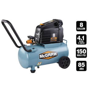 8 Gallon 1.5 HP 150 PSI Oil-Free Portable Air Compressor McGraw