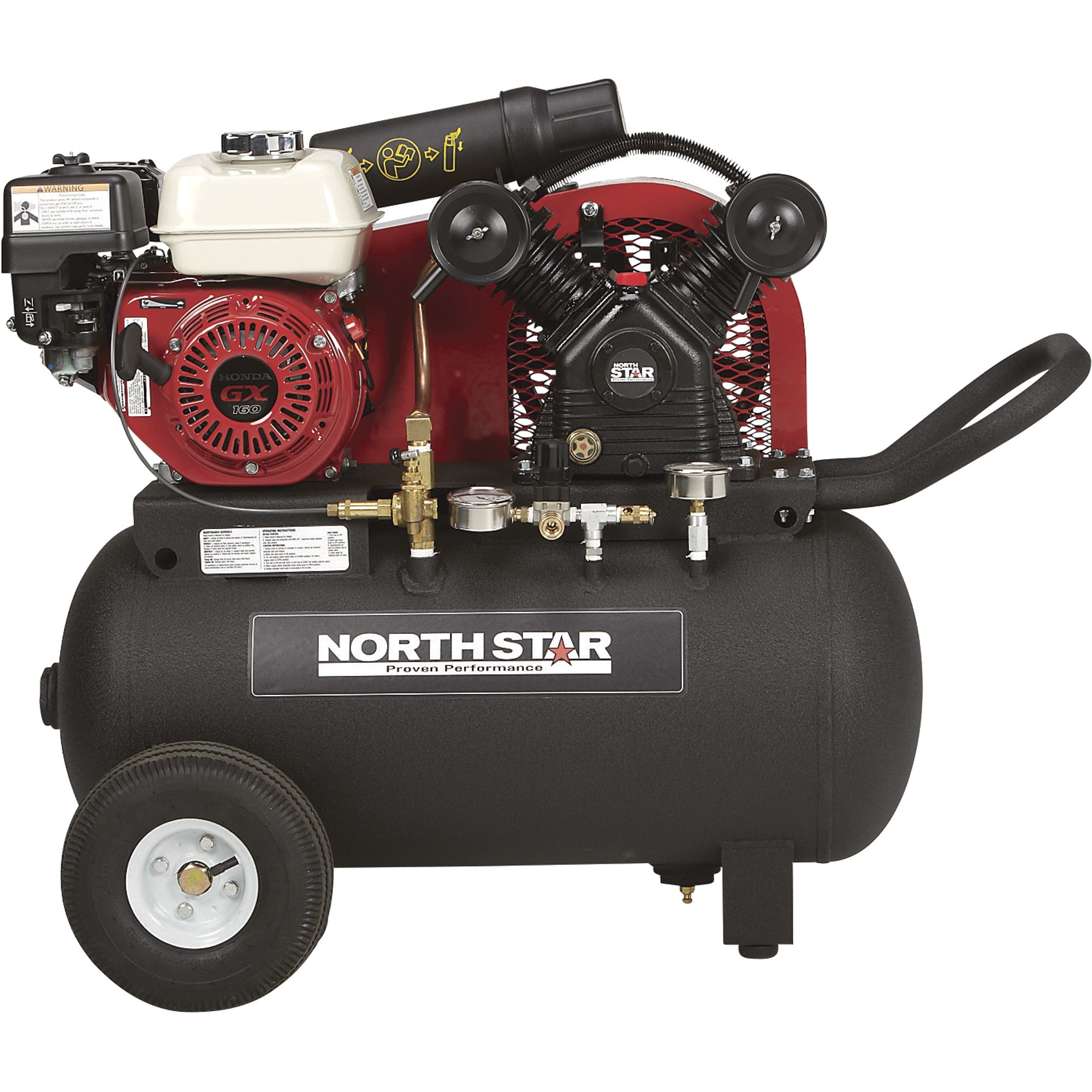  NorthStar Compresor de aire portátil a gas - Motor Honda GX390  OHV, tanque horizontal de 30 galones, 24.4 CFM a 90 PSI : NorthStar:  Herramientas y Mejoras del Hogar