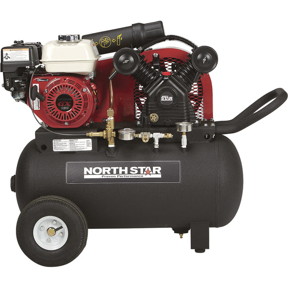 NorthStar Portable Gas-Powered Air Compressor — Honda 163cc OHV Engine, 20-Gallon Horizontal Tank, 13.7 CFM @ 90 PSI