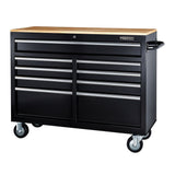 Mechanic's 46 In. 9-Drawer Cabinet With Solid Wood Top Yukon